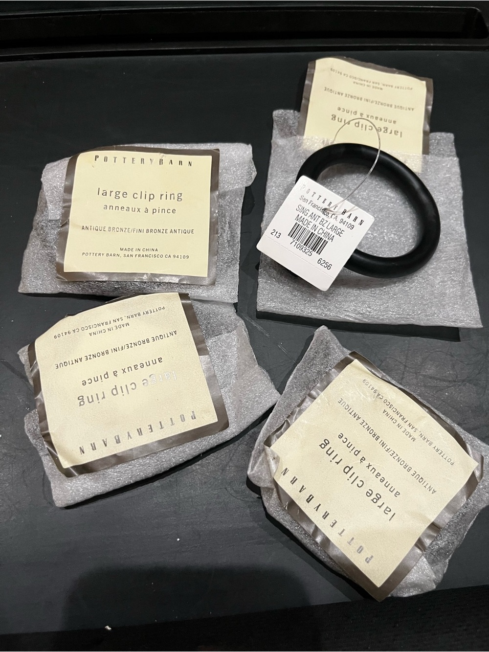 Pottery Barn Large Clip Ring - Black set of 4 $20